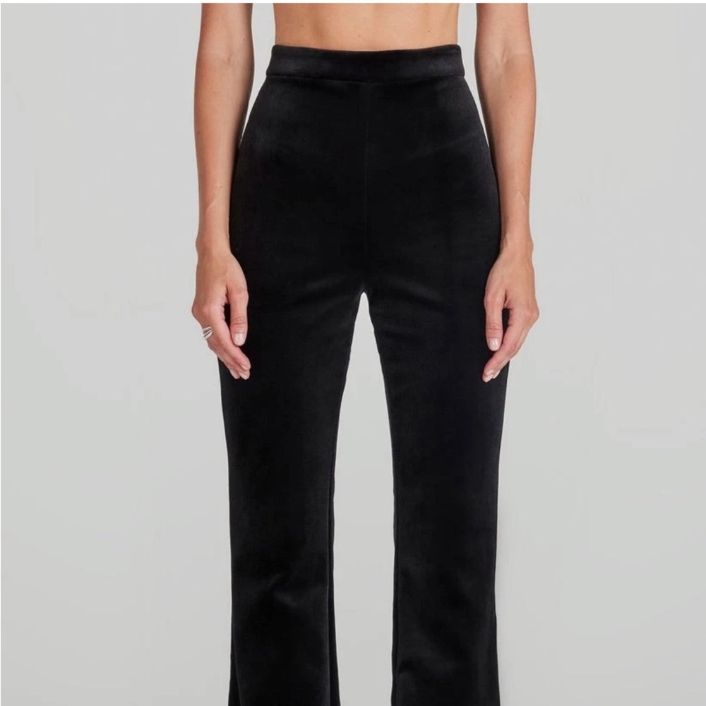 NADINE MERABI Davina Elegant Black Velvet Flare Trousers Size 4(S) New - Picture 1 of 9